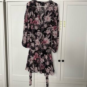 White House Black Market Pink & Black Floral Dress
